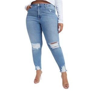Good American Good Classic High Rise Slim Straight Leg Blue Jeans Sz 15 Plus NWT